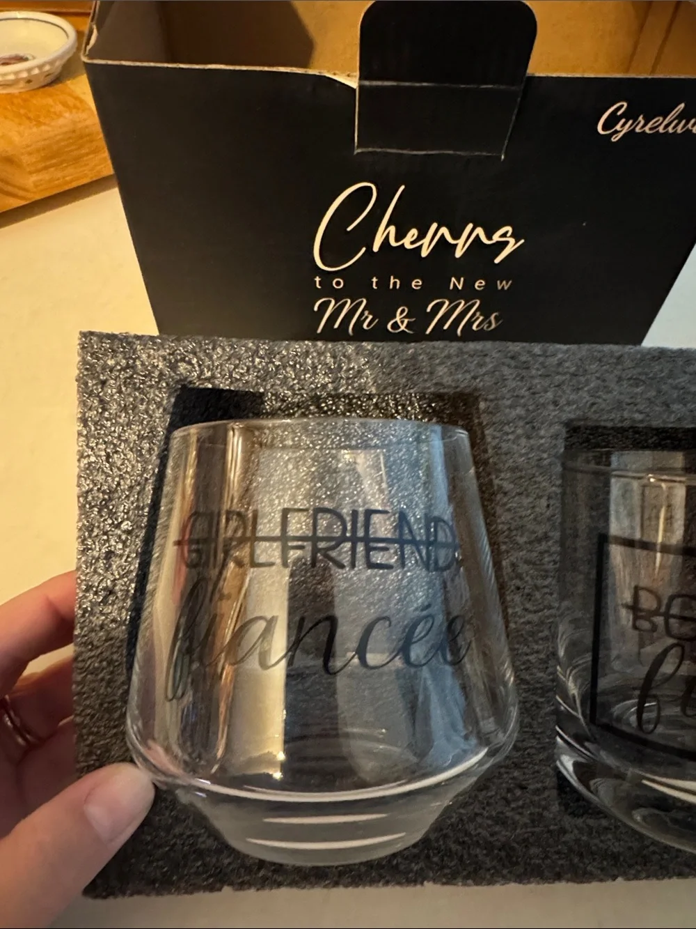 Future Mr & Mrs Glass Tumbler Set - Clear with Black Script (2-Pack)